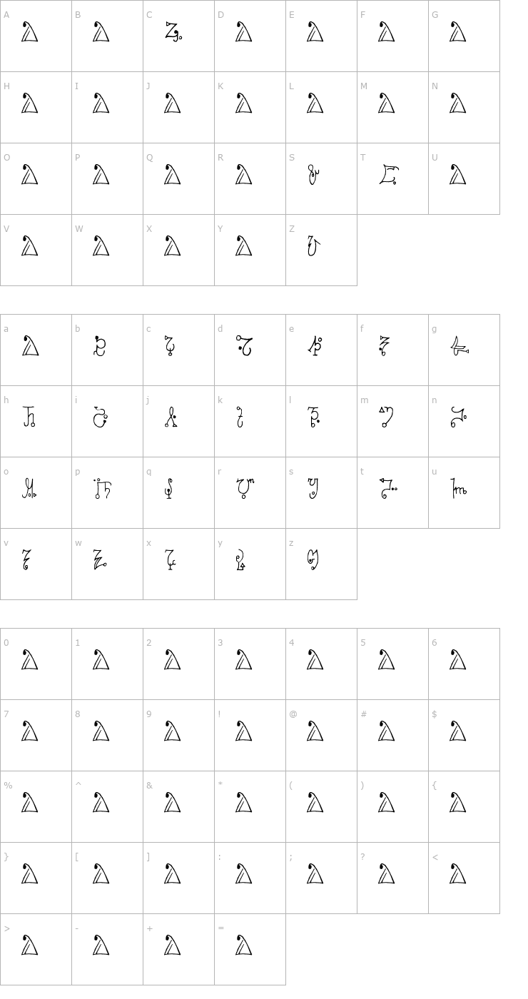 Character Map Zhayad Font