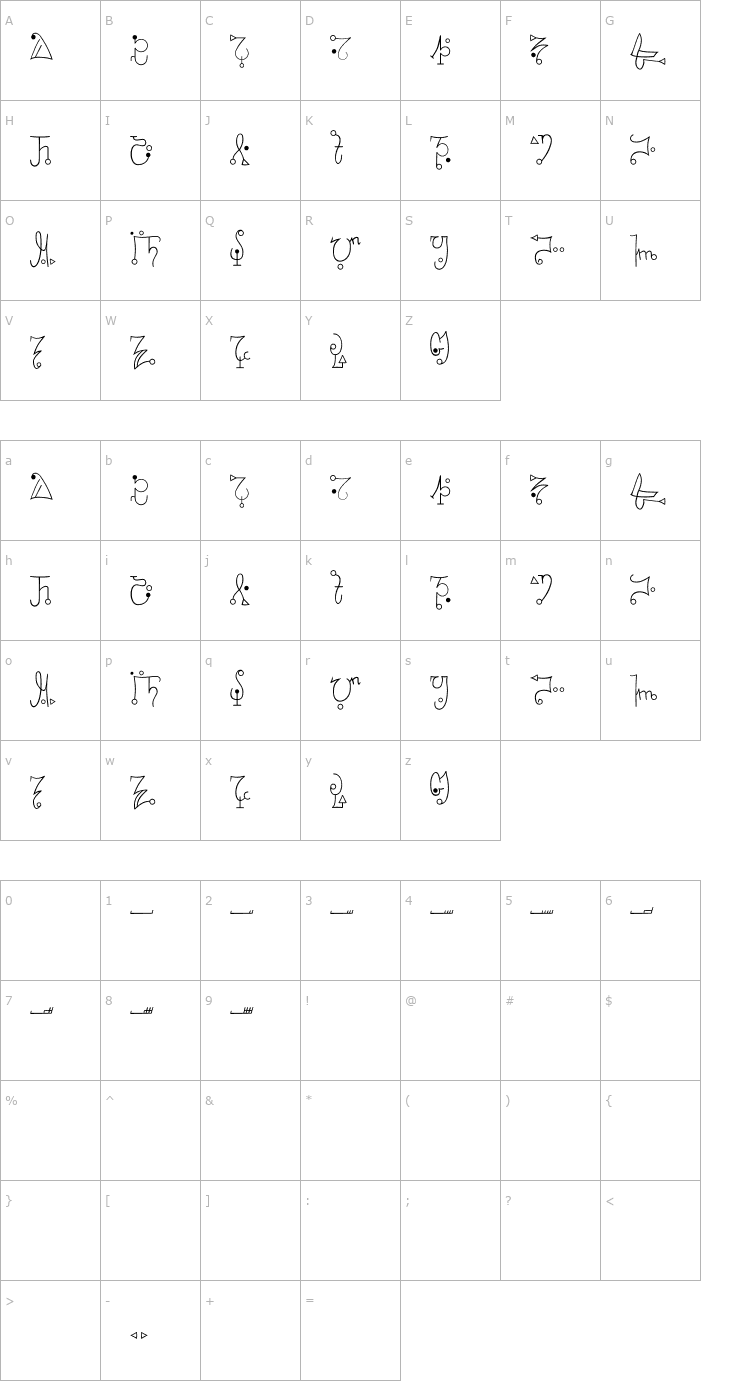 Character Map Zhayad Normal Font