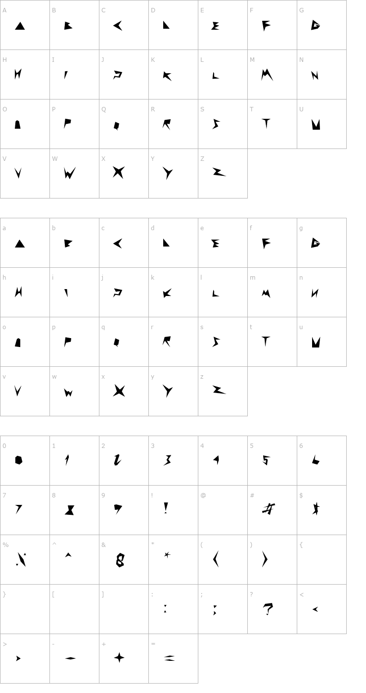 Character Map Zig Zag Zeg Font