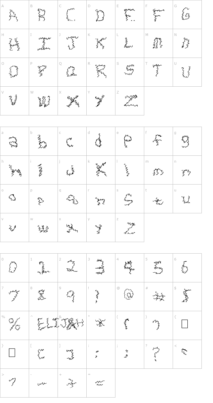 Character Map Zigie Zag Font