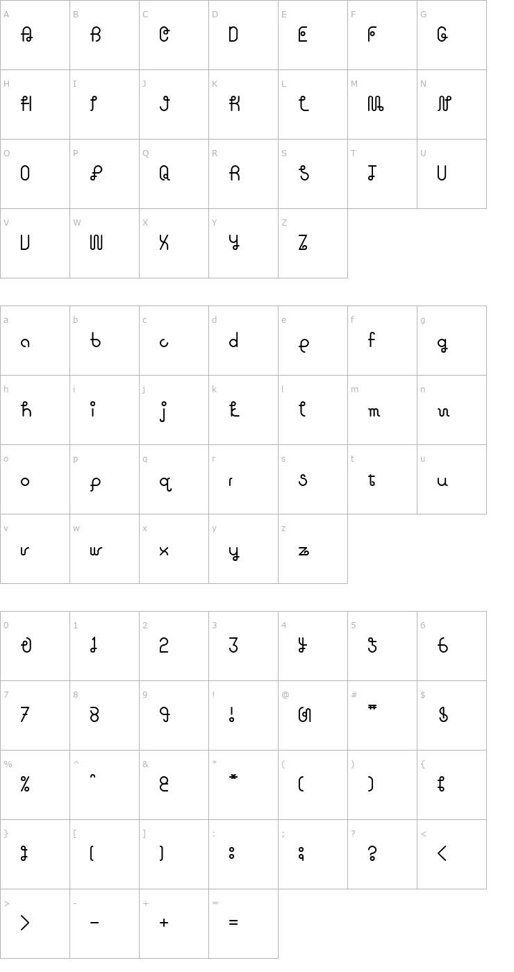 Character Map Zion Font
