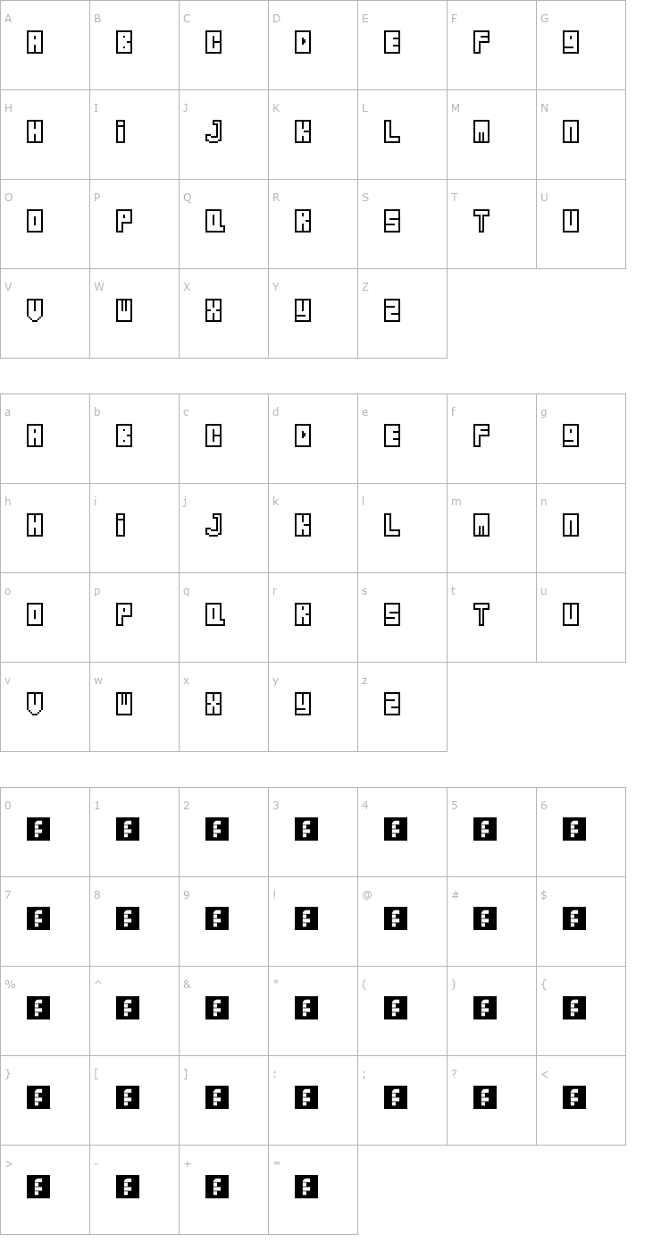 Character Map Zipper Font