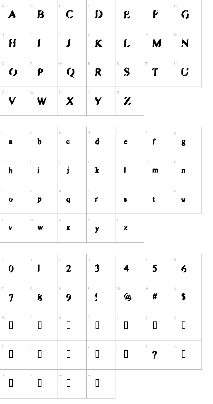 Character Map Zipple Font