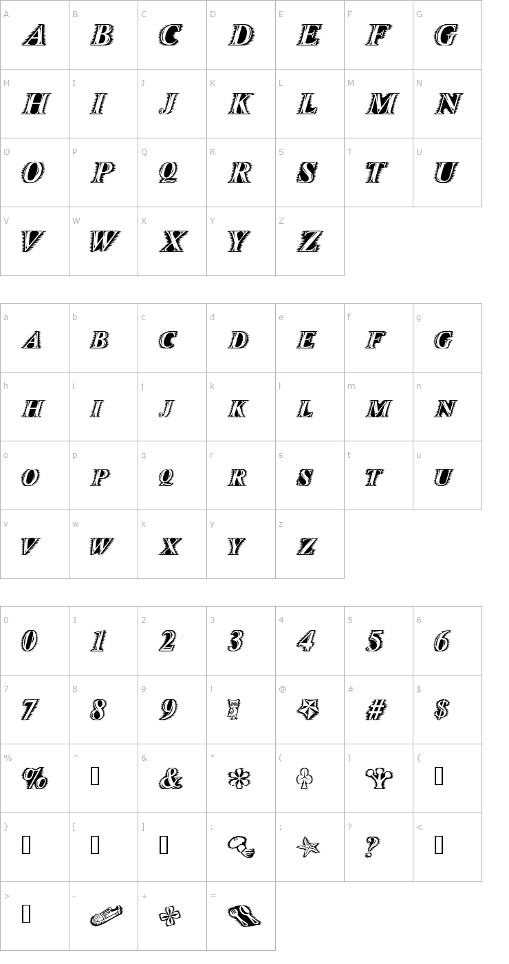Character Map Zippo Font