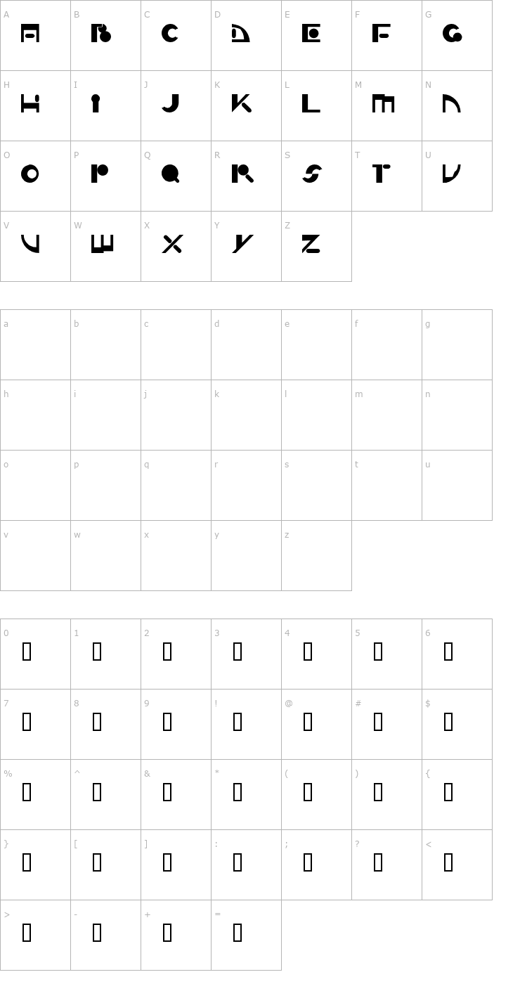 Character Map Zippy Font
