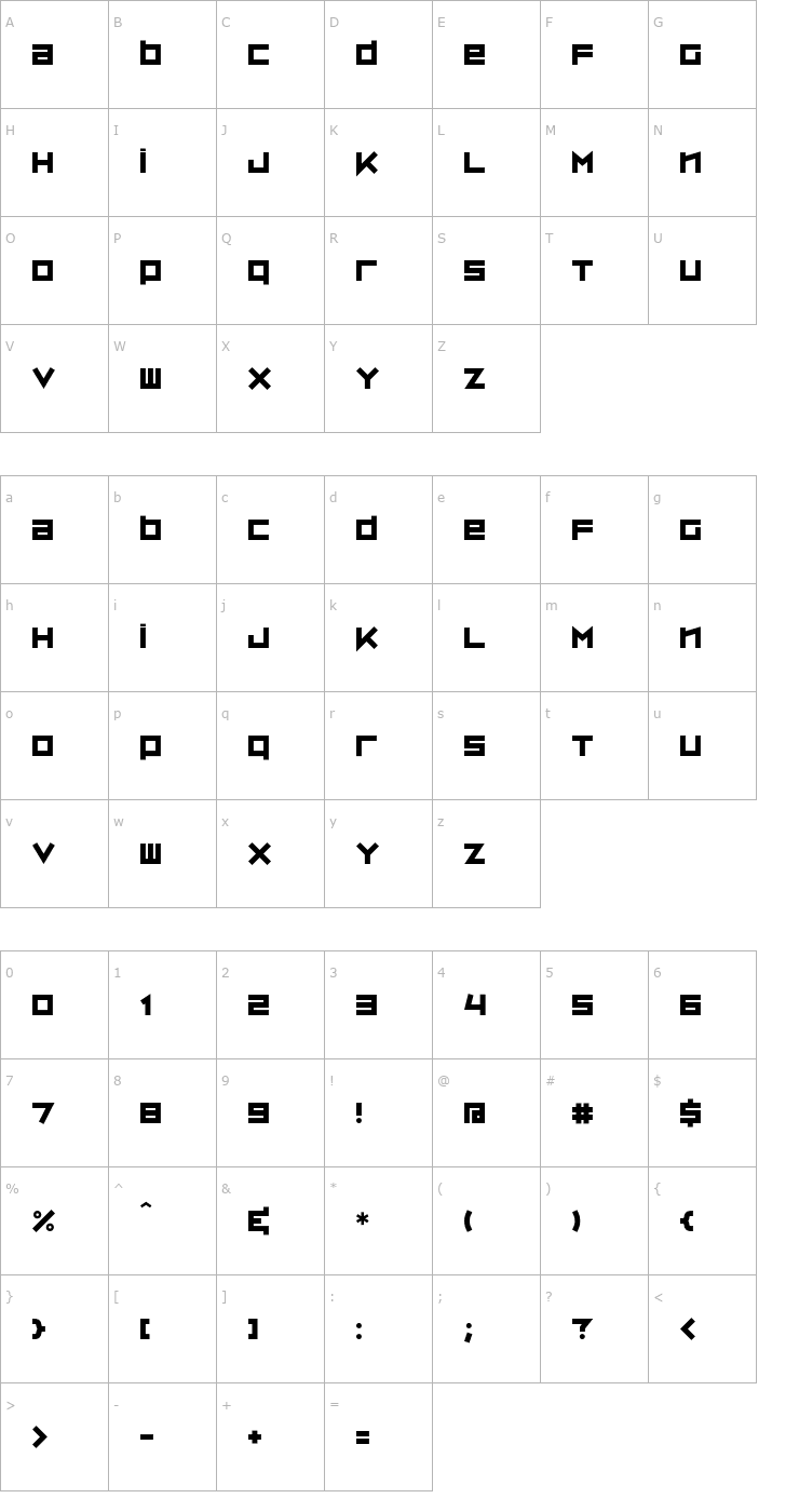 Character Map ZipSonik Font