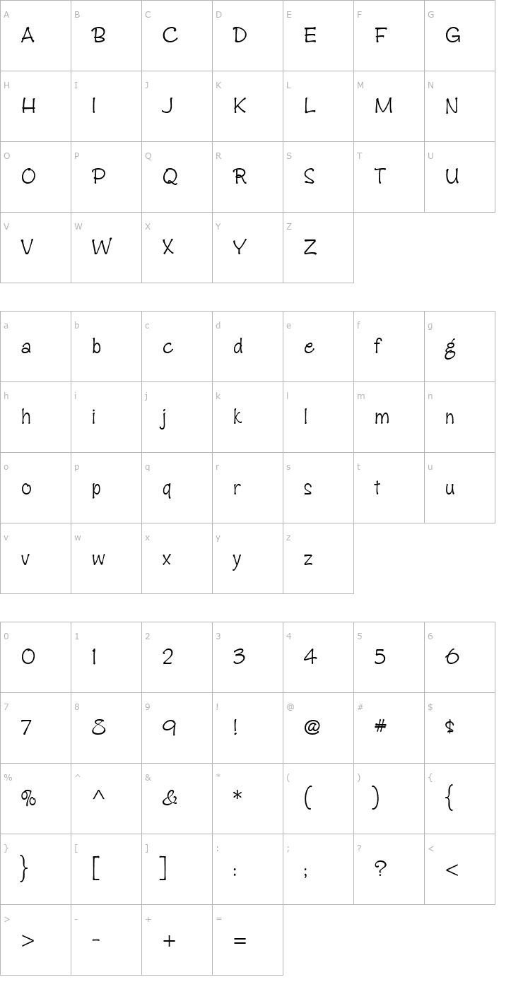 Character Map Zipty Do Font