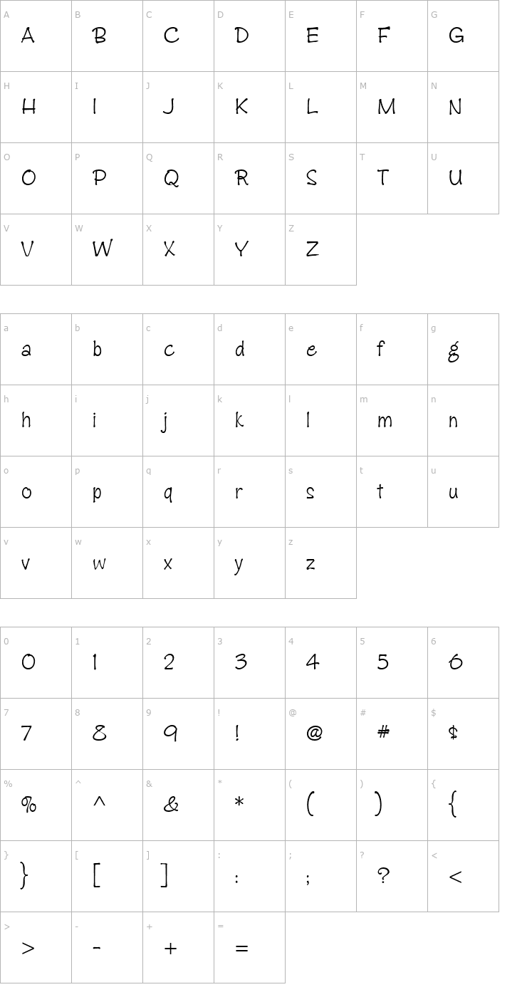 Character Map ZiptyDo Font