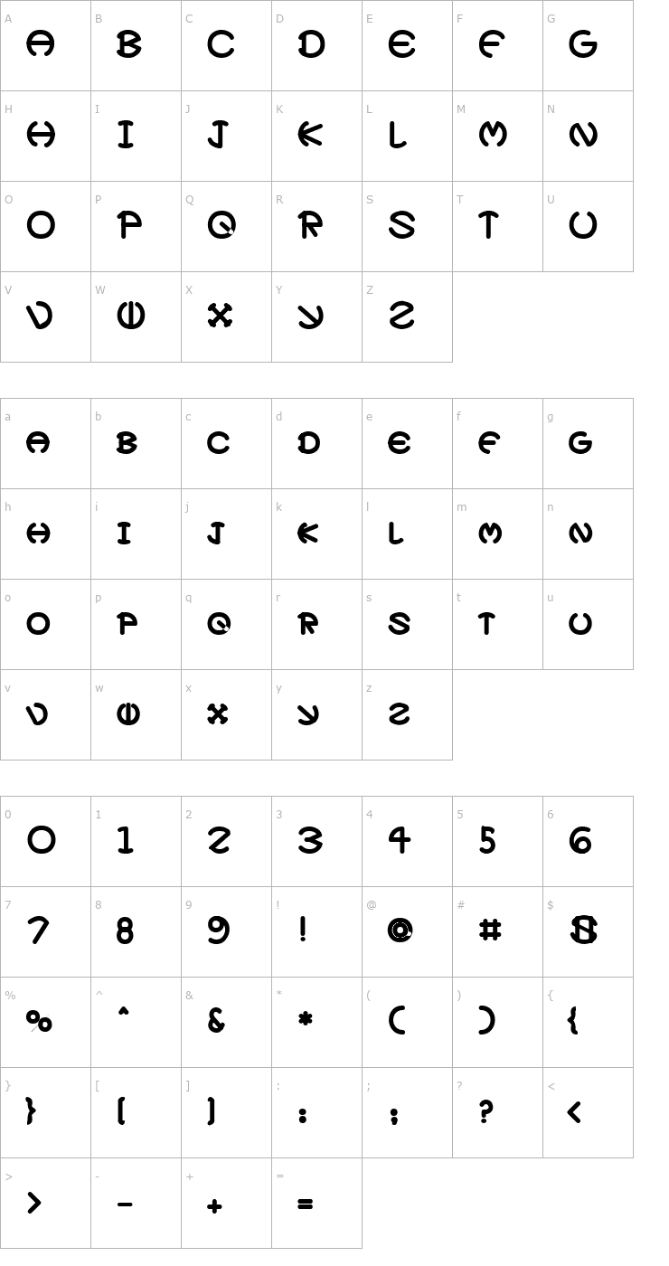 Character Map ZirkleHeavy Font