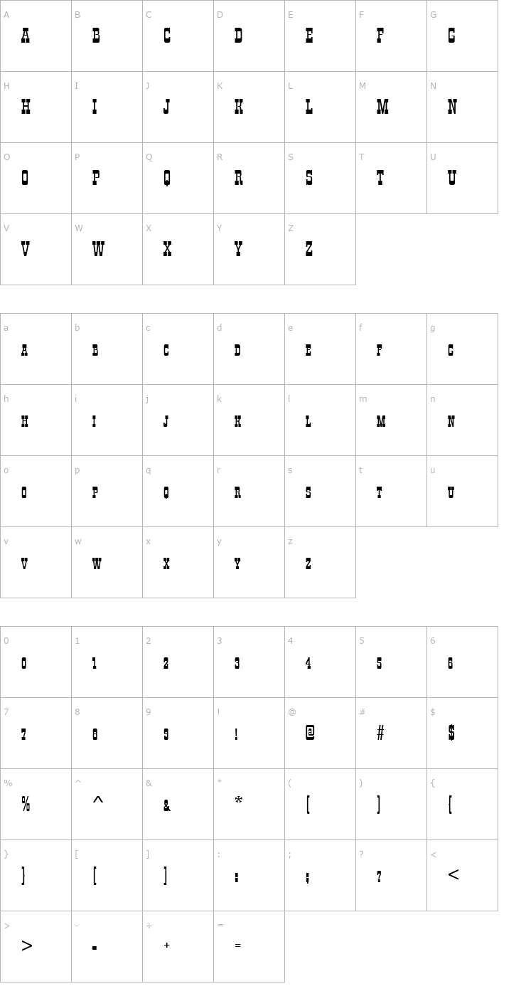 Character Map ZirkusSCD Font