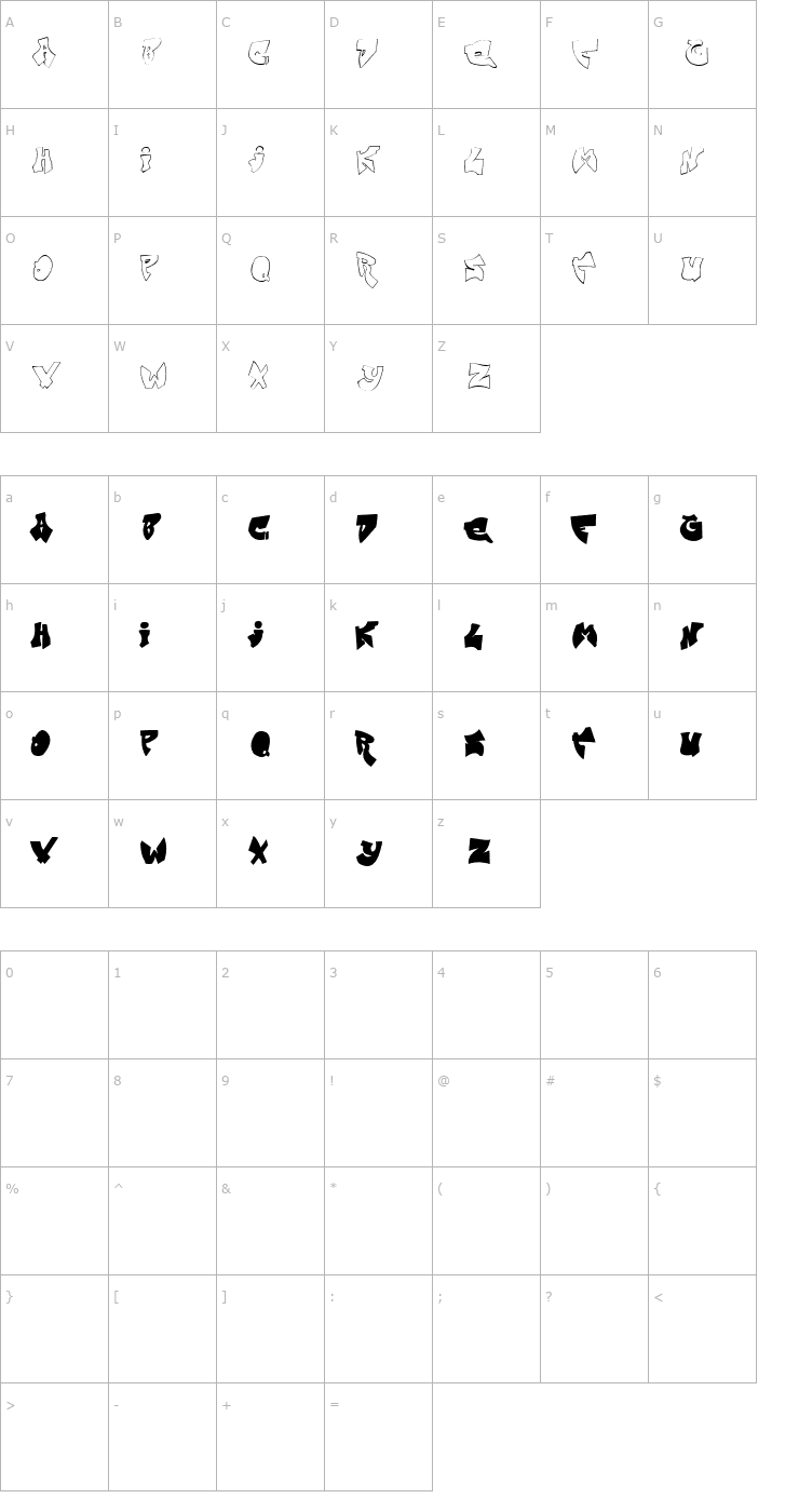 Character Map Zit Graffiti Font