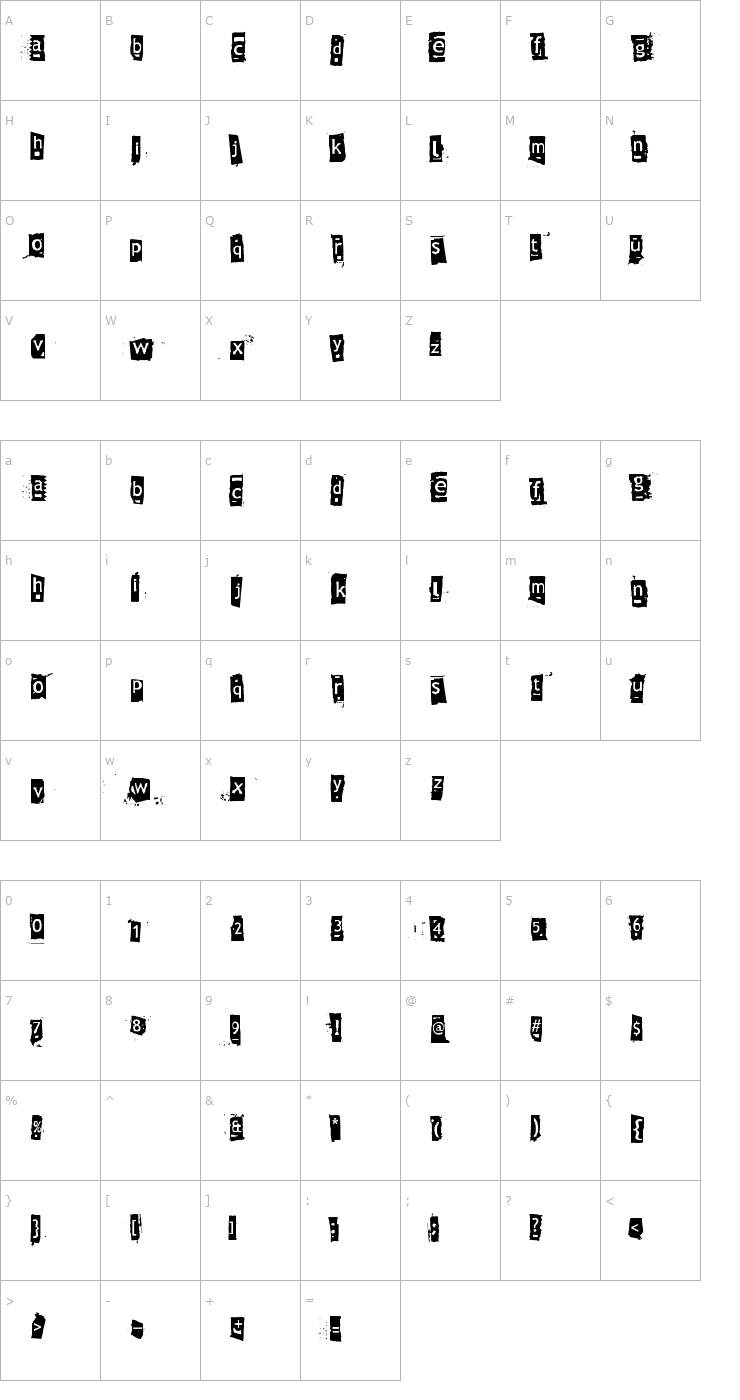 Character Map Znort3000 Font