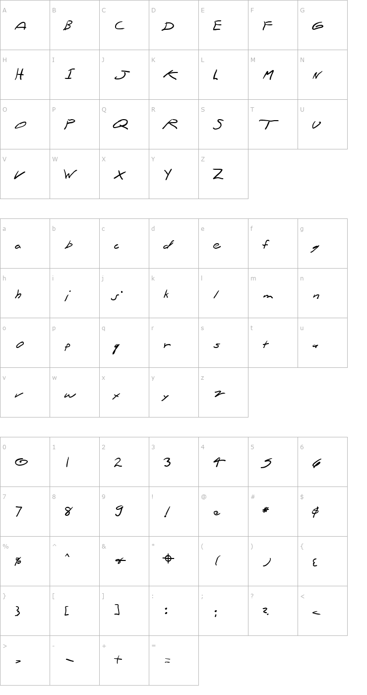 Character Map Zodiac Cleartext Font