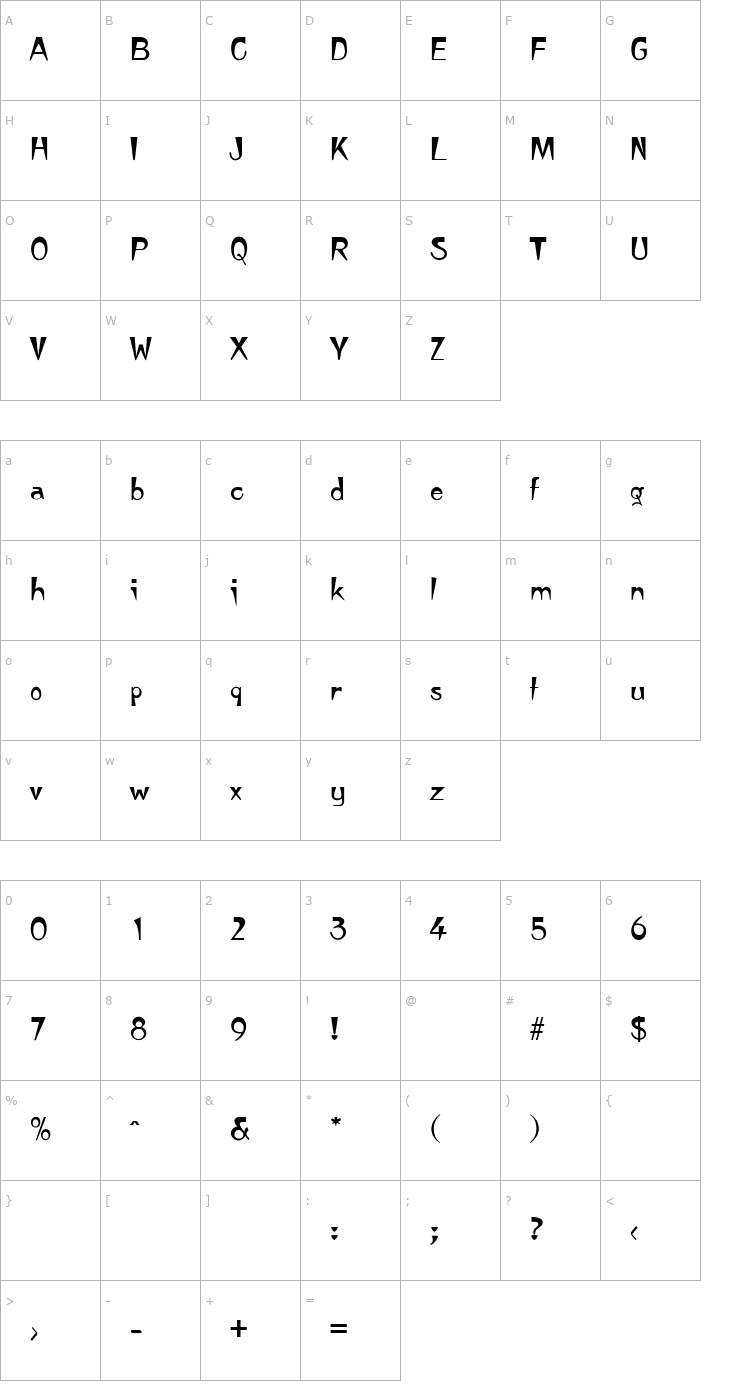 Character Map ZoeBecker Font