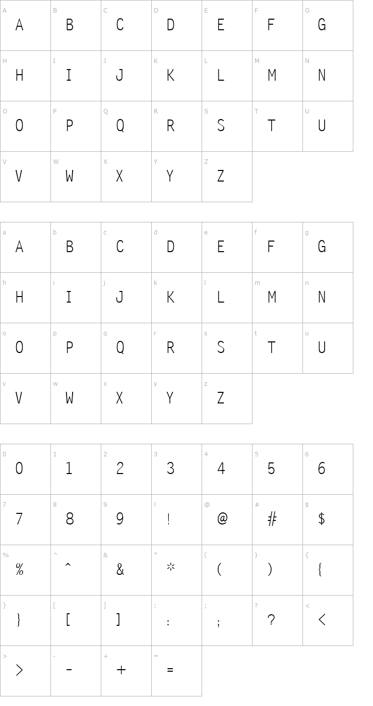 Character Map Zomnk Font