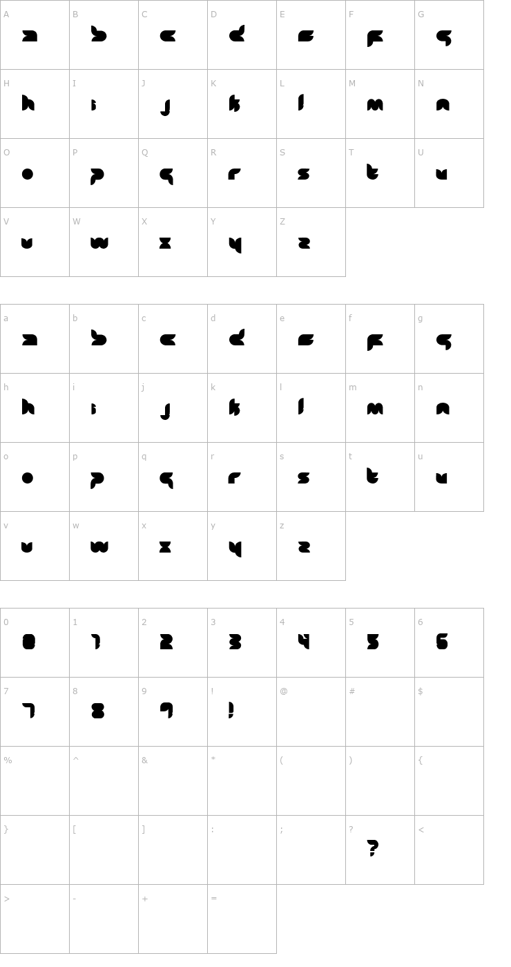 Character Map Zon Font