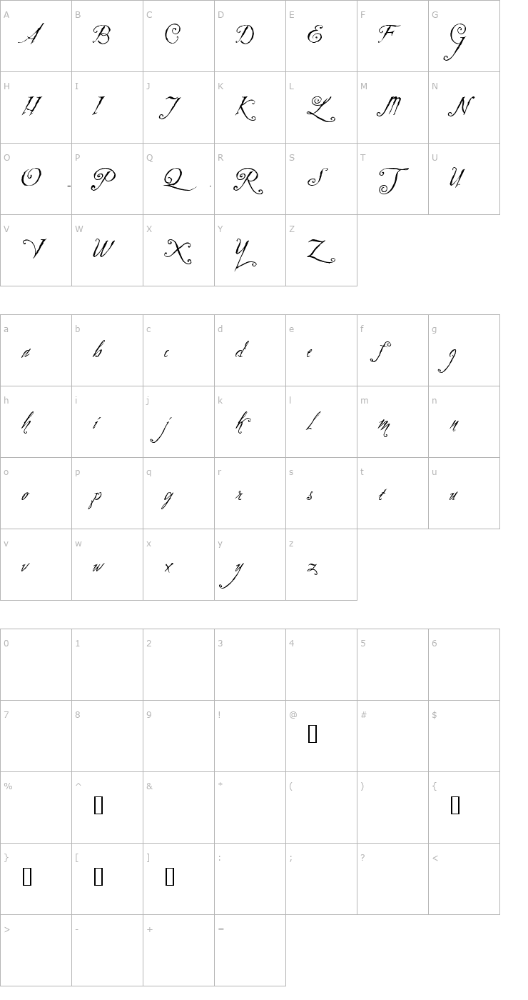 Character Map Zothique Demo Font