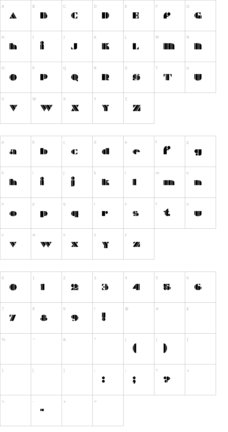 Character Map ZuiderZeeNF Font