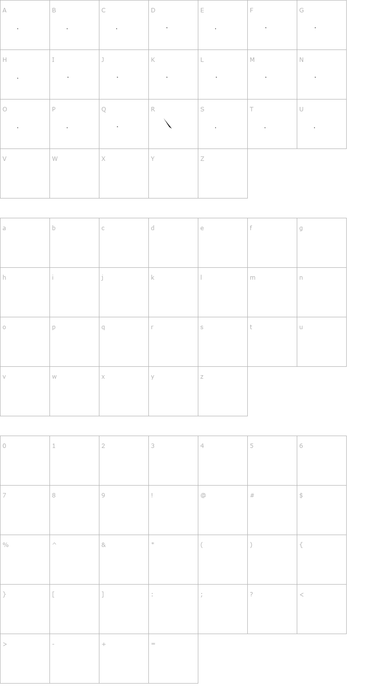 Character Map ZWAdobeF Font