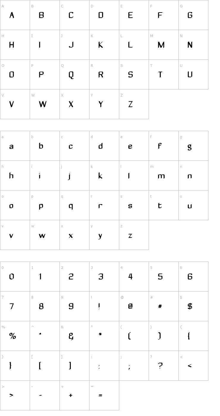 Character Map Zyphyte Font
